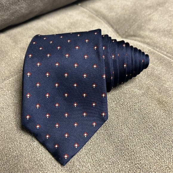 Vintage Christian Dior Blue Geometric  Mens Neck Tie Designer USA All Silk - Picture 6 of 11